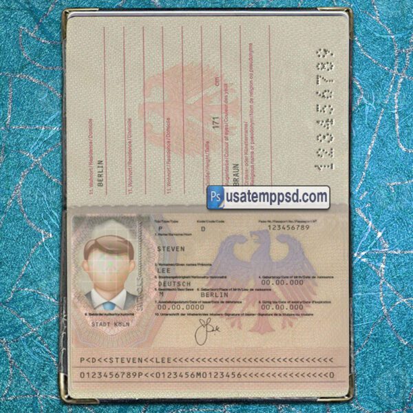 Editable Germany Passport template psd download (V1)