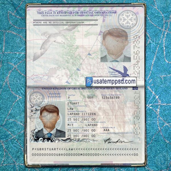 Editable UK Passport template psd download (V2)