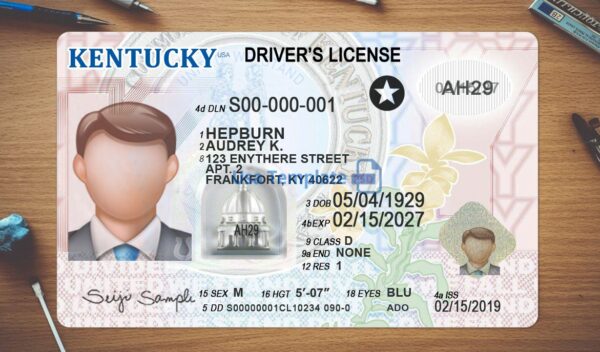 Kentucky Driver Licence Template