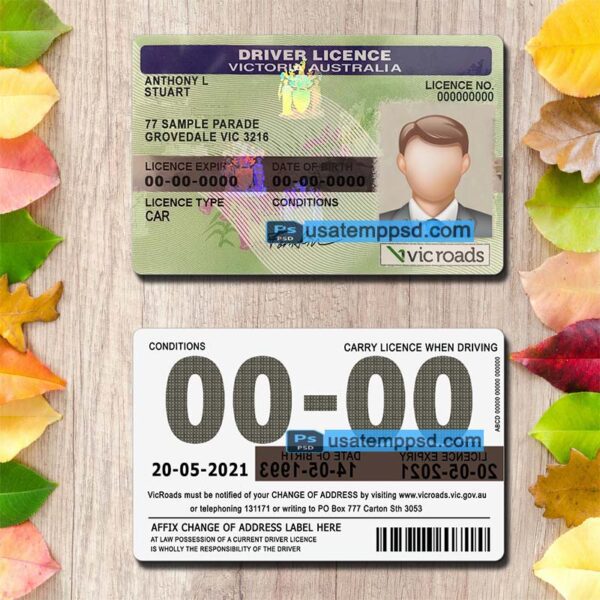 Editable Australia driving license template psd download