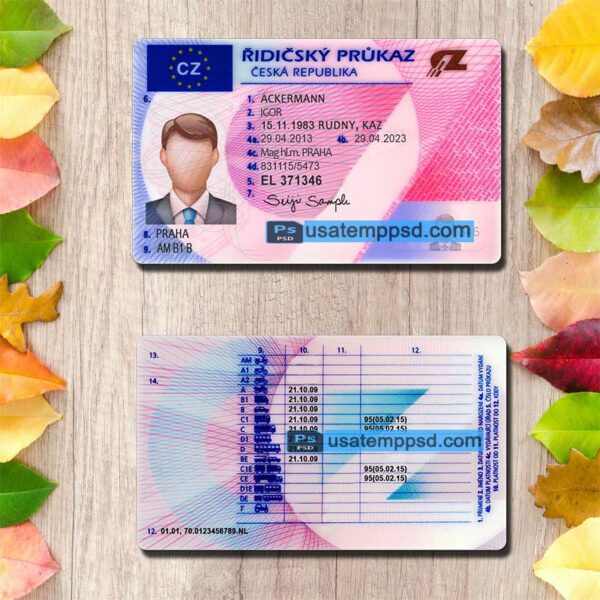 Editable Czech Republic driving license template psd download