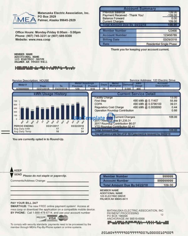 Alaska Utility Bill psd Template: Alaska Proof of address psd template