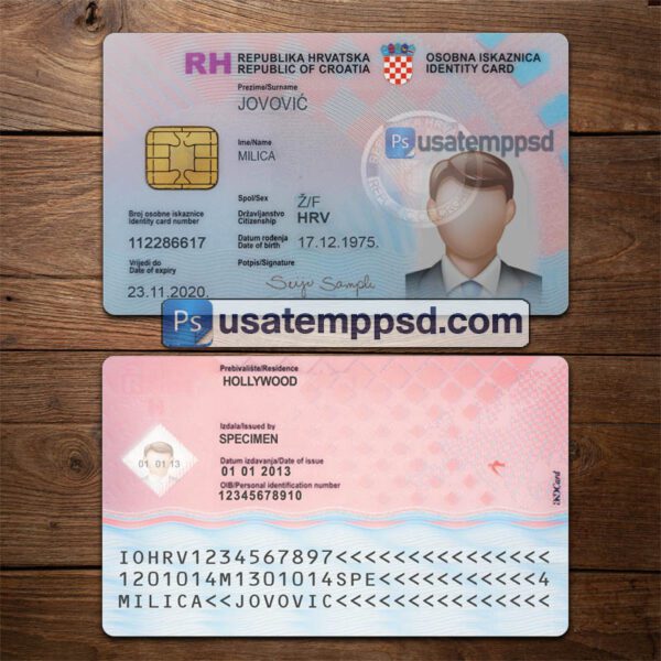 Editable Croatia ID Card template psd download