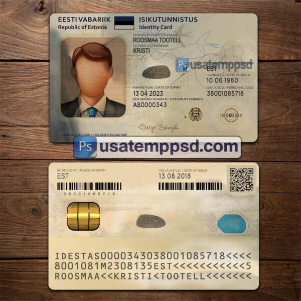 Editable Estonia ID Card template psd download V2