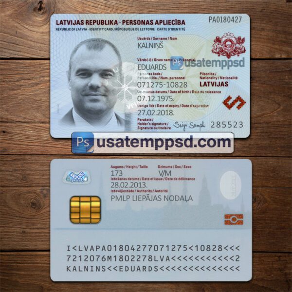 Editable Latvia ID Card template psd download