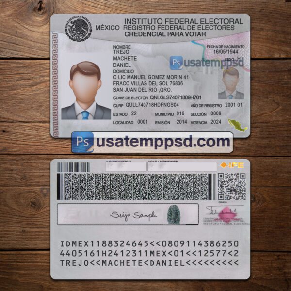 Editable Mexico ID Card template psd download