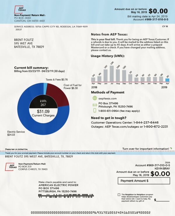 Ohio Utility Bill psd Template: Ohio Proof of address psd template