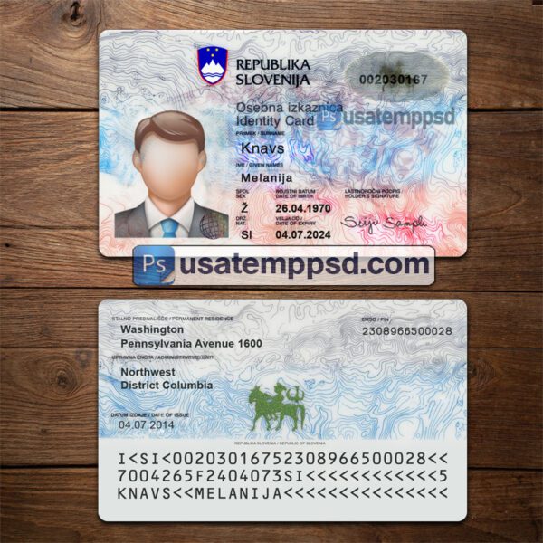 Editable Slovenia ID Card template psd download