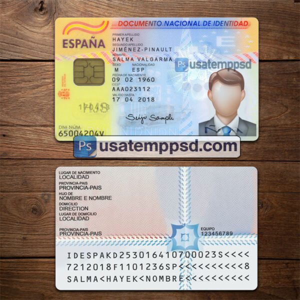 Editable Spain ID Card template psd download V2