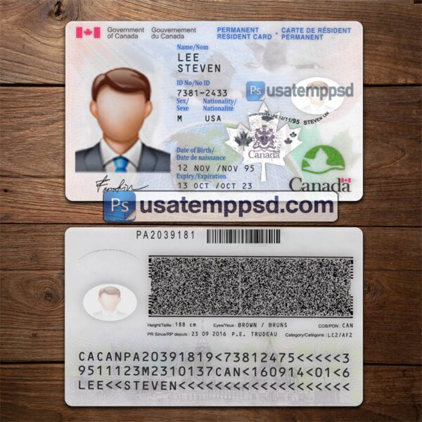 Editable Canada ID Card template psd download