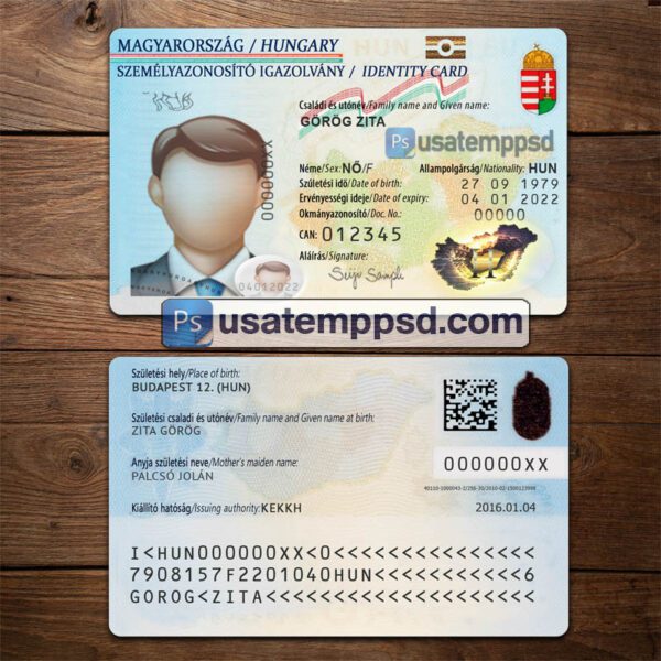 Editable Hungary ID Card template psd download