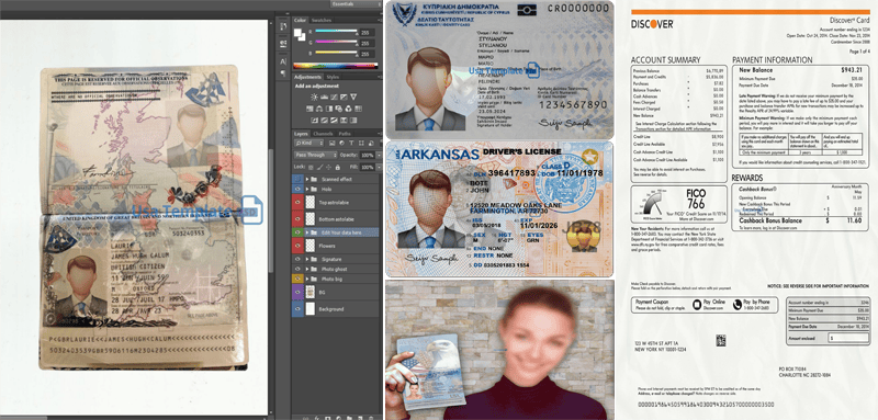 usatemppsd : Driver License Passport ID Card Proof of address Template